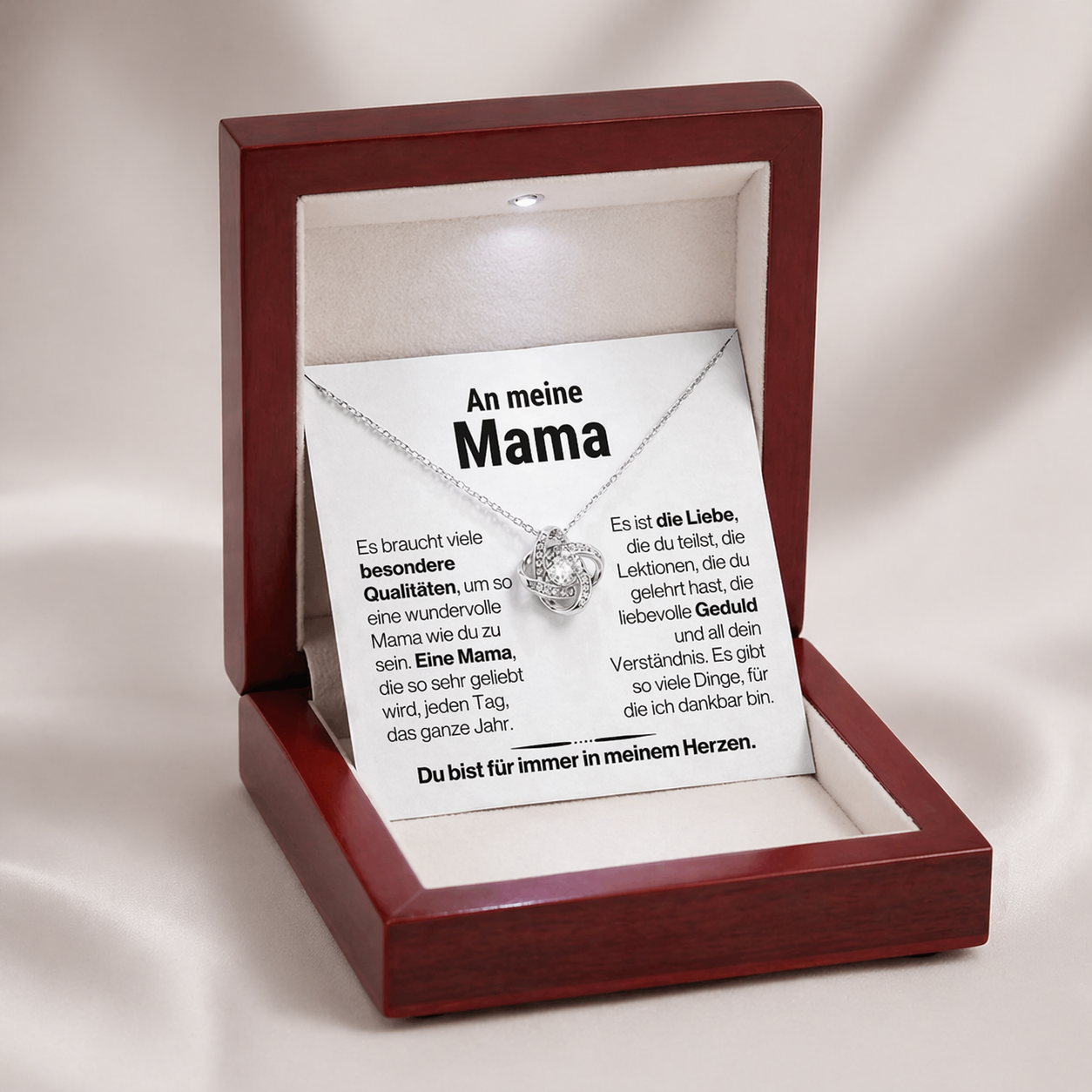Kette „Danke für alles, Mama“ – 14K Weißgold